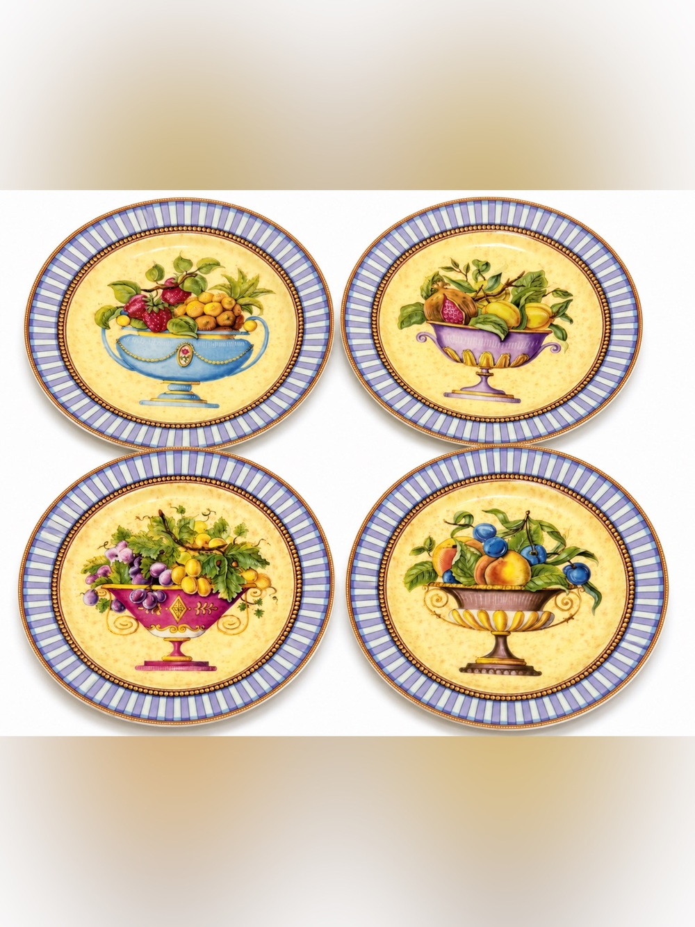 Rochard Limoges France Fruit Plates Set of 4 Bread Butter Dessert Plates 5.75”